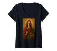 Womens Orthodox Icon of St. Mary Magdalene V-Neck T-Shirt