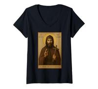 Womens Orthodox Icon of St. Moses The Hungarian V-Neck T-Shirt