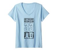 Women's Orthodox Since 33 AD Christianity Eastern Byzantine V-Neck T-Shirt