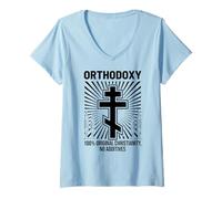 Women's Orthodoxy No Additives Funny Christian Orthodox V-Neck T-Shirt