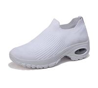 Womens Orthopaedic Slip on Trainers Air Cushion Arch Support Work Walking Shoes Ladies Mesh Platform Trainers Size 2.5-8 UK (7.5,White)