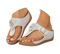 Womens Orthopaedic Wide Fit Wedge Heel Sandals,Womens Open Toe Sandals,Summer Plus Size Wedge Heel Outdoor Thong Sandals With Floral Design,Lightweight Orthopedic Flip Flops With Arch Support