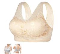 Women's Orthopedic Anti-Sagging Bra, Posture Correcting Bra for Seniors, Breathable Lifting Push Up Wireless Ice Silk Gathering Bras for Women (UK, Alpha, M, Regular, Regular, Beige)
