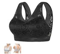 Women's Orthopedic Anti-Sagging Bra, Posture Correcting Bra for Seniors, Breathable Lifting Push Up Wireless Ice Silk Gathering Bras for Women (UK, Alpha, M, Regular, Regular, Black)