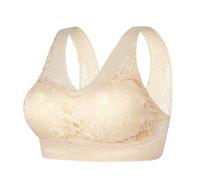 Women's Orthopedic Anti-Sagging Bra Seamless Bras for Senior Women Posture Correcting Breathable Push up Beige