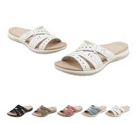 Women's orthopedic arched support flat sandals,adjustable ankle strap,open design,Bohemian beach vacation style,2026 New (white,4)