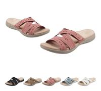 Women's orthopedic arched support flat sandals,adjustable ankle strap,open design,Bohemian beach vacation style,2026 New (Deep red,3)