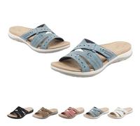Women's orthopedic arched support flat sandals,adjustable ankle strap,open design,Bohemian beach vacation style,2026 New (blue,6.5)