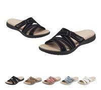 Women's orthopedic arched support flat sandals,adjustable ankle strap,open design,Bohemian beach vacation style,2026 New (black,4)