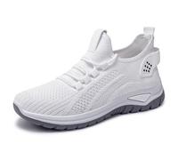 Womens Orthopedic Comfortable Sneakers Lightweight Arch Support Lace Up Walking Trainers Memory Foam Breathable Mesh Running Tennis Shoes Gym Workout Sports Shoes A White