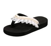 Womens Orthopedic Flip Flops Ladies Casual Pearl Wind Outside Wear Beach Thick Bottom Flat Large Size Slope Rubber Sandals Multicolo For Women Pool Orthotic Black Flop Slippers Arch White 4.5