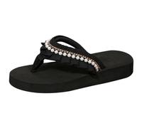 Womens Orthopedic Flip Flops Ladies Casual Pearl Wind Outside Wear Beach Thick Bottom Flat Large Size Slope Rubber Sandals Multicolo For Women Orthotic Platform Flop Arch Support Uk Black 4.5