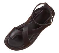 Womens Orthopedic Flip Flops Summer Beach Shoes Large Size Sandal Casual Thick Sole Buckle Strap Comfortable Walking Sandals Sparkly Holiday Diamante For Women Bohemian Flat Black 6