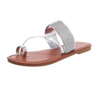 Womens Orthopedic Flip Flops Summer One Line Flat Bottom Slippers Large Toe Beach For Women Soft Arch Support Sandals Platform Flop Walking Uk Ergonomic Ladies Archers Wide Silver 3.5