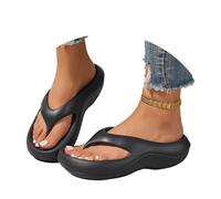 Women's Orthopedic Flip Flops with Arch Support Slippers Walking Platform Sandals Soft Cloud Ladies Slippers Open Toe Cushion Indoor Outdoor for Summer Beach Sandals A Black