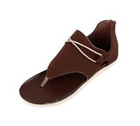 Womens Orthopedic Flip Flops Women Summer Solid Clip-Toe Shoes Zipper Lady Casual Beach Comfy Sandals Cute Chunky For Sparkly Ladies Jewelled Pretty Flat Gold Bling Strappy Brown 7