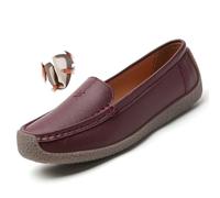 Women's Orthopedic Loafers Breathable Leather, Wide Fit Leather Loafers Classic Moccasins Driving Shoes Work Office Nursing Shoes (8,Burgundy)