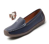 Women's Orthopedic Loafers Breathable Leather, Wide Fit Leather Loafers Classic Moccasins Driving Shoes Work Office Nursing Shoes (5,Blue)