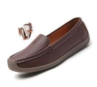 Women's Orthopedic Loafers Breathable Leather, Wide Fit Leather Loafers Classic Moccasins Driving Shoes Work Office Nursing Shoes (6.5,Coffee)