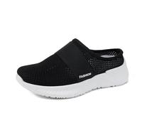 Women's Orthopedic Mules - Air Cushion Slip On Walking Shoes with Arch Support -Diabetic-Friendly Backless Trainers for Swollen Feet-Wide Fit Breathable Mesh Casual Shoes, 16 Black, 6