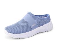 Women's Orthopedic Mules - Air Cushion Slip On Walking Shoes with Arch Support -Diabetic-Friendly Backless Trainers for Swollen Feet-Wide Fit Breathable Mesh Casual Shoes, 21 Blue, 4.5
