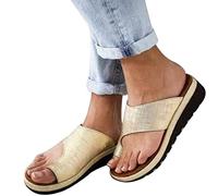 Women's Orthopedic Open Toe Leather Sandal, Orthopedic Bunion Corrector Sandals for Summer Outdoor Hiking Walking Beach (Gold 39 EU)