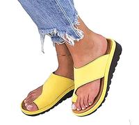 Women's Orthopedic Open Toe Leather Sandal, Orthopedic Bunion Corrector Sandals for Summer Outdoor Hiking Walking Beach (Yellow 41 EU)