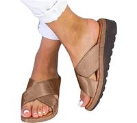 Women's Orthopedic Open Toe Leather Sandal Orthopedic Bunion Corrector Sandals for Summer Outdoor Hiking Walking Beach,Brass,EU39/US7.5