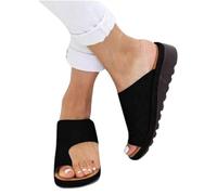 Women's Orthopedic Open Toe Leather Sandal, Orthopedic Bunion Corrector Sandals for Summer Outdoor Hiking Walking Beach (Black 42 EU)