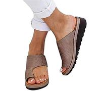 Women's Orthopedic Open Toe Leather Sandal, Orthopedic Bunion Corrector Sandals for Summer Outdoor Hiking Walking Beach (Khaki 41 EU)