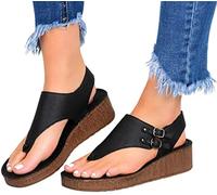 Women's Orthopedic Open Toe Leather Sandals, Large Size Premium Comfy Rome Toe Wedge heel Cutout Sport Sandal, Casual for Summer Outdoor Hiking Walking Beach Shoes