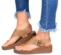 Women's Orthopedic Open Toe Leather Sandals, Large Size Premium Comfy Rome Toe Wedge heel Cutout Sport Sandal, Casual for Summer Outdoor Hiking Walking Beach Shoes