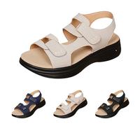 Women's Orthopedic Platform Sandals with Soft Cushion Foam Comfortable Walking Shoes Arch Support Wide Fit Dress Recovery Athletic Travel Summer Sandals with Hook Loop Closure