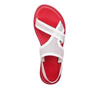Womens Orthopedic Roman Sandals Summer Breathable Mesh Open Toe Flat Strappy Walking Shoes with Elastic Slingback Ladies Arch Support Beach Sandal Women Casual Sip on Sliders (Red-a, 7)