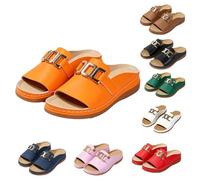 Women's Orthopedic Roman Wedge Sandals - Arch Support Wide Open Toe Slip-On Summer Slides
