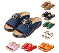 Women's Orthopedic Roman Wedge Sandals - Arch Support Wide Open Toe Slip-On Summer Slides
