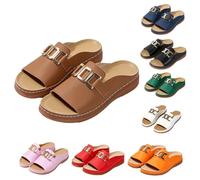 Women's Orthopedic Roman Wedge Sandals - Arch Support Wide Open Toe Slip-On Summer Slides