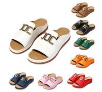 Women's Orthopedic Roman Wedge Sandals - Arch Support Wide Open Toe Slip-On Summer Slides