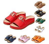 Women's Orthopedic Roman Wedge Sandals - Arch Support Wide Open Toe Slip-On Summer Slides