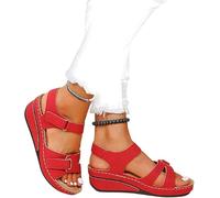 Womens Orthopedic Sandal UK, Orthopedic Shoes for Women Plantar Fasciitis, Comfort Wedge Open Toe Ankle Strap Sandals, Summer Wide Fit Cushion Walk Leather with Arch Support