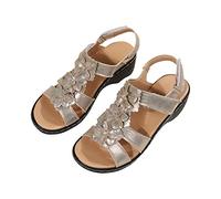 Women's Orthopedic Sandals Open Toe Walking Slide with Arch Support Plantar Fasciitis Relief Mid Wedge Sandal Summer Walking Shoes Platform Hiking Slippers Recovery Sport Footwear Uk Size 3-7.5