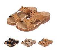 Women's Orthopedic Sandals Size 6.5 Soft Cushion Wedge Sandals Non-Slip Rubber Sole Shoes Comfortable Fit Lightweight Shoes for All-Day Walking Casual Slip on Summer Footwear Brown