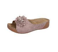 Womens Orthopedic Sandals Sliders with Arch Support Wide Fit Walking Shoes Ladies Bunion Correction Sandals Slip On Soft Leather Slides Slippers Summer Comfy Mules Beach Pool Wedges Sandals UK