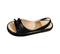 Womens Orthopedic Sandals Summer Open Toe Flat Walking Shoes with Slingback Ladies Arch Support Strappy Leather Beach Sandal Women Casual Comfortable Sip on shower Sliders (Black-A, 6.5)