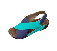 Womens Orthopedic Sandals UK Clearance Ladies Patchwork Slides Wedge Slippers Open Toe Sliders Hook Loop Strap Shoes Slingback Slide with Arch Support Wide Fit Slipper Summer Boho Beach Walking Slider