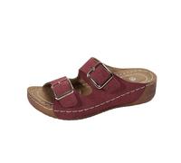 Women's Orthopedic Sandals UK Sale Clearance Ladies Wedge Sliders Double Foot Straps Buckle Shoes Open Toe Platform Sandal with Arch Support Fashion Orthotic Slides Wide Fit Wedges