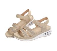 women's orthopedic sandals Wedge Sandals for women Summer Open Toe Ankle Strap slip on Orthopedic Shoes Fasciitis Comfortable Arch Support Wide Fit hotter shoes for women clearance Khaki 7