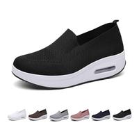 Women's Orthopedic Sneakers, Air Cushion Slip-On Walking Shoes, Lightweight Comfortable Breathable Mesh Stretch Sneakers, Summer Fashion Leisure Running Shoes(Black,6 UK)