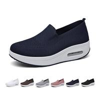 Women's Orthopedic Sneakers, Air Cushion Slip-On Walking Shoes, Lightweight Comfortable Breathable Mesh Stretch Sneakers, Summer Fashion Leisure Running Shoes(Dark Blue,4.5 UK)