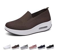 Women's Orthopedic Sneakers, Air Cushion Slip-On Walking Shoes, Lightweight Comfortable Breathable Mesh Stretch Sneakers, Summer Fashion Leisure Running Shoes(Dark Brown,7 UK)